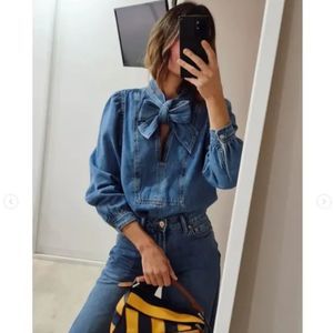 ZARA TIED DENIM BLOUSE 042/24